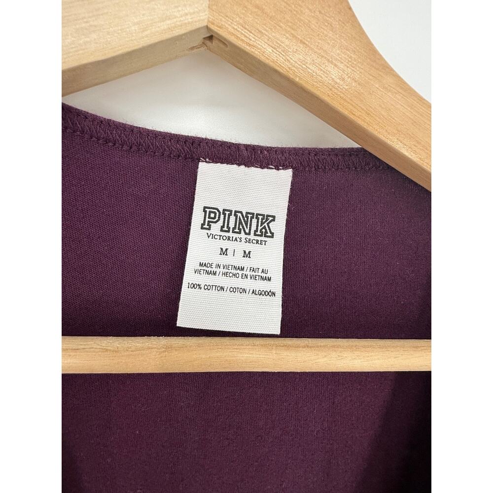 Victoria's Secret PINK Tank Top Maroon w/Pocket Logo Shirt Sz MEDIUM M, 2847 - Picture 3 of 3